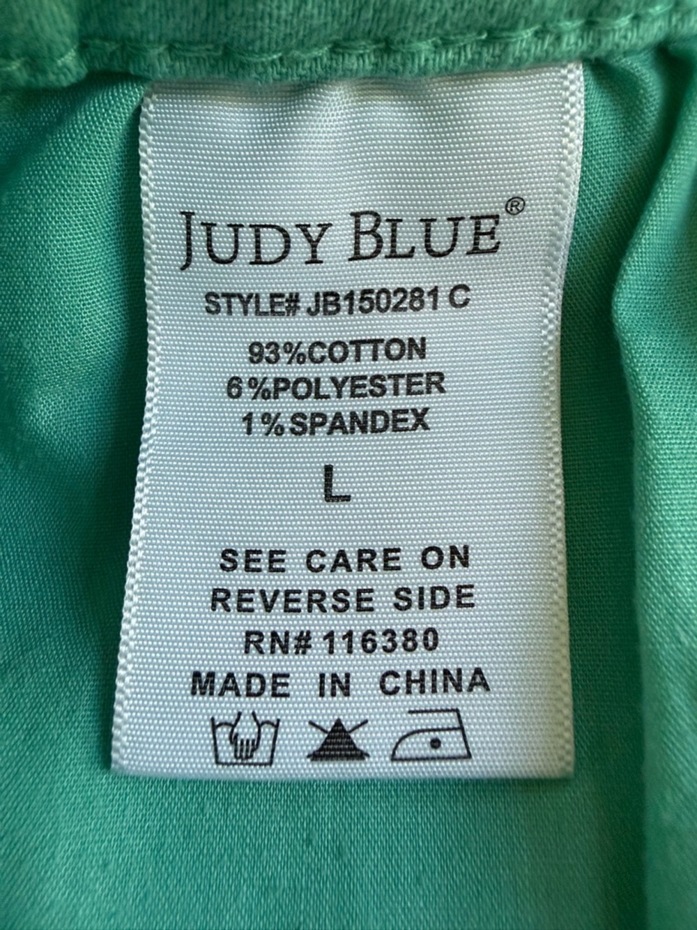 Judy Blue Aquamarine Garment Dyed Fray Hem Denim Shorts Size Large NWOT - Picture 11 of 11